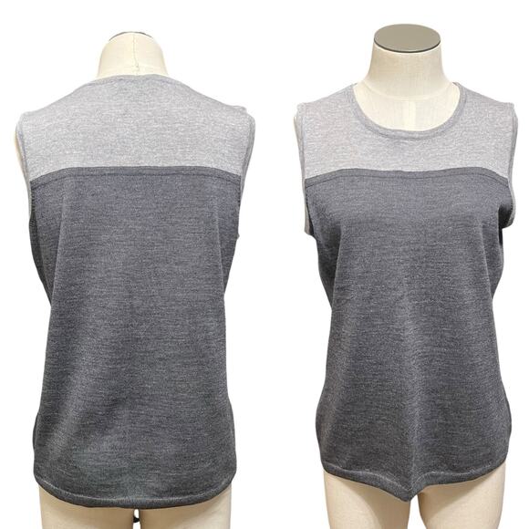 Talbots Womens Gray Color Block Italian Merino Wool Cardigan Work Twin Set Sz LP - Picture 16 of 16